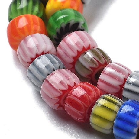 Håndlavede Lampwork Millifiori Glasperler, (5 - 6x4 - 5mm) - Uniq Perler - 113967