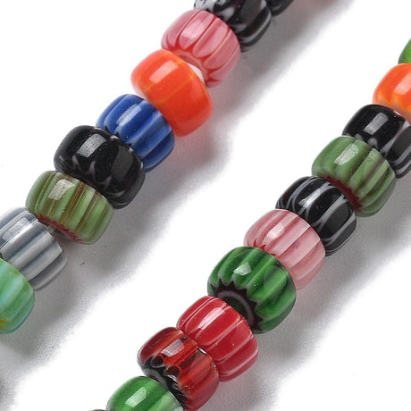 Håndlavede Lampwork Millifiori Glasperler, (5 - 6x4 - 5mm) - Uniq Perler - 113967
