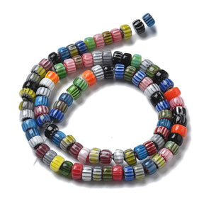 Handgefertigte Lampwork Millifiori Glasperlen, (5 - 6x4 - 5mm) - Uniq Perler - 113967