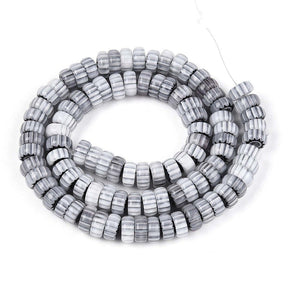 Handgefertigte Millefiori-Glasperlen – Grau, Rondell (7,5–9 mm) - Uniq Perler - 115511