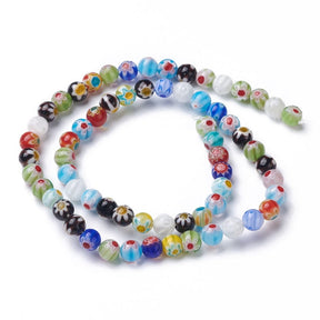 Handgefertigte Millifiori Glasperlen, Farb-Mix (6mm) - Uniq Perler - 666928