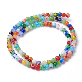 Handgefertigte Millifiori Glasperlen, Farb-Mix, (4mm) - Uniq Perler - 112456