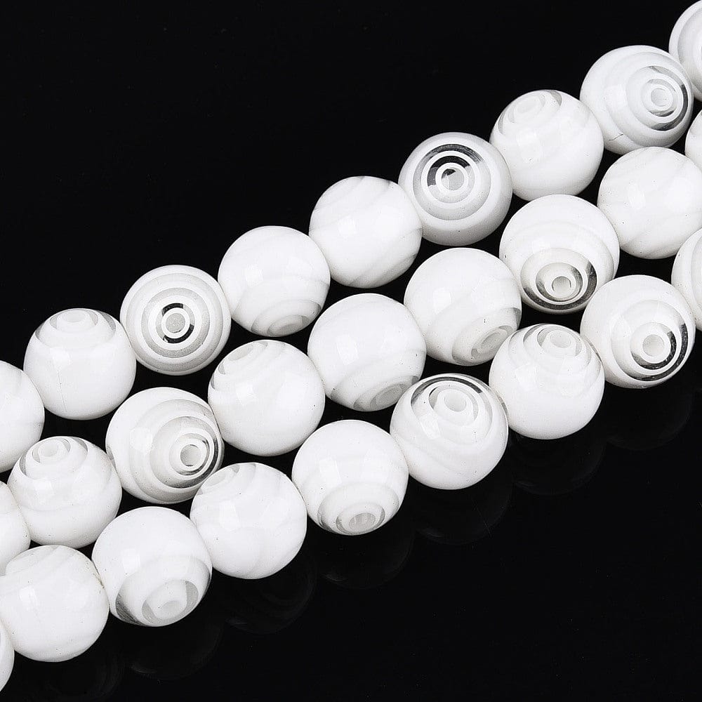 Håndlavede Millifiori Glasperler - Hvid (8mm) - Uniq Perler - 116147