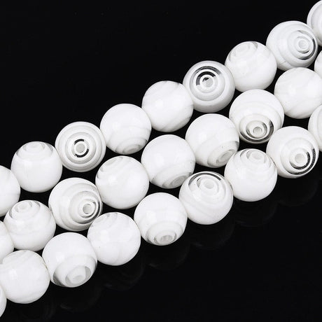 Håndlavede Millifiori Glasperler - Hvid (8mm) - Uniq Perler - 116147