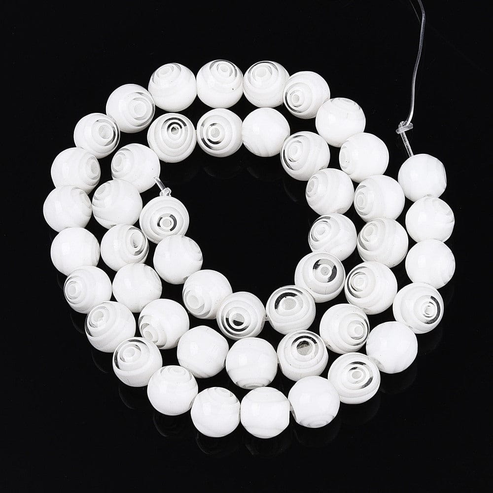 Håndlavede Millifiori Glasperler - Hvid (8mm) - Uniq Perler - 116147