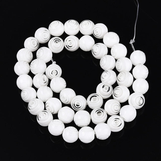 Håndlavede Millifiori Glasperler - Hvid (8mm) - Uniq Perler - 116147