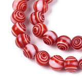 Håndlavede Millifiori Glasperler - Rød/Hvid (8mm) - Uniq Perler - 116148