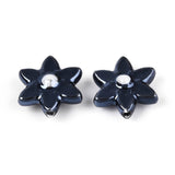 Håndlavede Porcelænsperler – Blomst Midnight Blue (16x17mm, 4 stk) - Uniq Perler - 