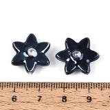 Håndlavede Porcelænsperler – Blomst Midnight Blue (16x17mm, 4 stk) - Uniq Perler - 