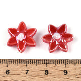 Håndlavede Porcelænsperler – Blomst Rød (16x17mm, 4 stk) - Uniq Perler - 