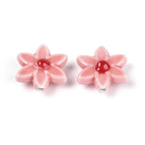 Håndlavede Porcelænsperler – Blomst Rosa/Koral(16x17mm, 4 stk) - Uniq Perler - 