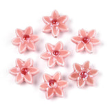 Håndlavede Porcelænsperler – Blomst Rosa/Koral(16x17mm, 4 stk) - Uniq Perler - 