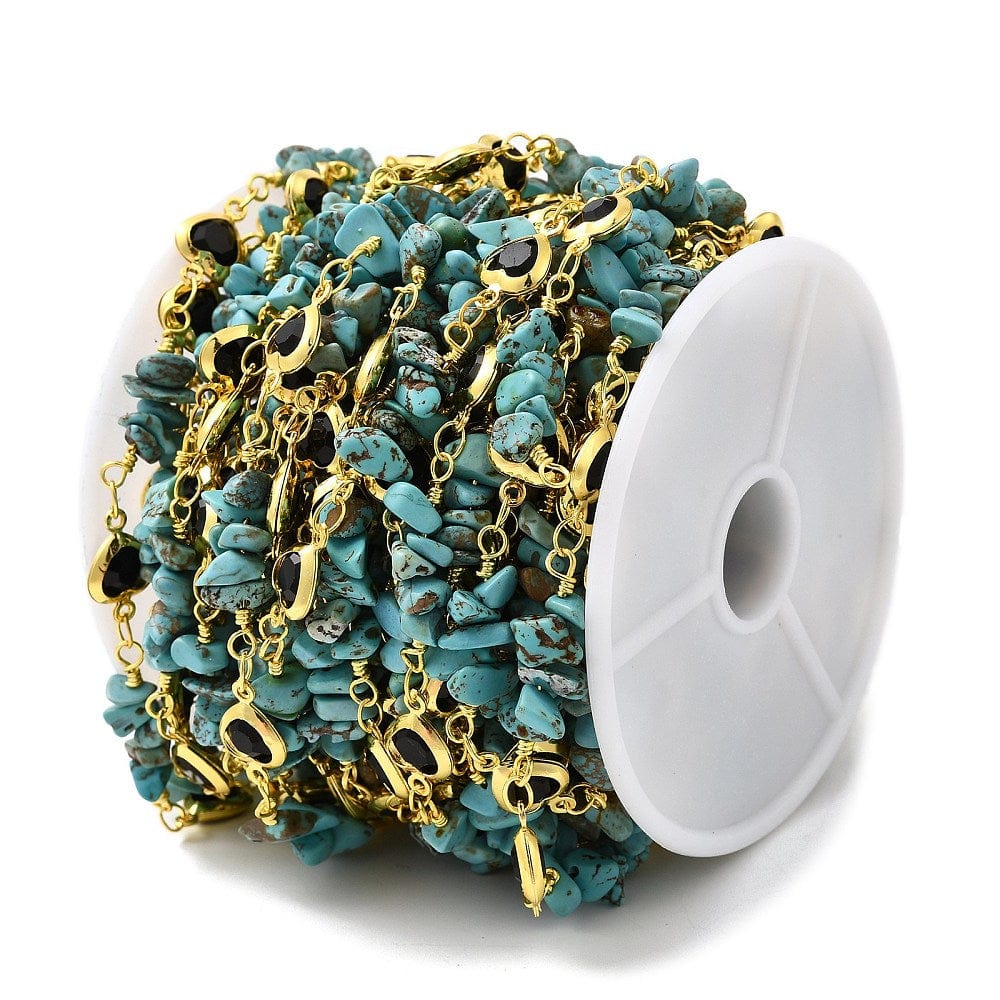 Håndlavet Kæde Med Perler Og Hjerte Links - Langtidsholdbar Forgyldt (12,5x7,5x3mm), 1m - Uniq Perler - 115138