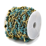 Håndlavet Kæde Med Perler Og Hjerte Links - Langtidsholdbar Forgyldt (12,5x7,5x3mm), 1m - Uniq Perler - 115138