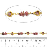 Håndlavet Kæde Med Perler Og Hjerte Links, Langtidsholdbar (Forgyldt, 1m) - Uniq Perler - 219616