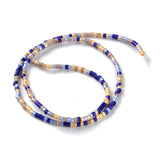 Håndlavet Lampwork Glasperler, Blå/Gylden 2,5x2mm - Uniq Perler - 346519