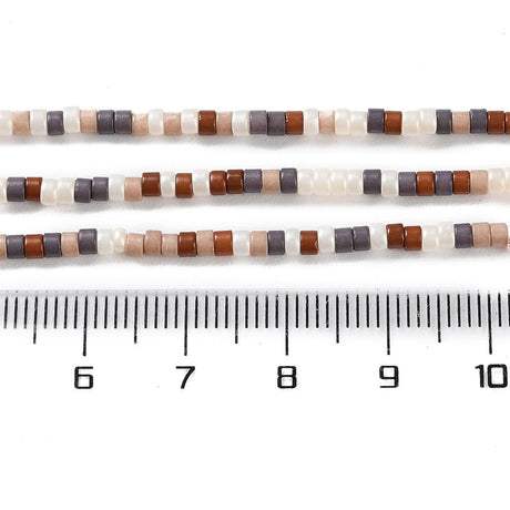 Håndlavet Lampwork Glasperler, Brun/Gylden (2,5x2mm) - Uniq Perler - 114604