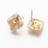 Harlekin Formet Ørestikkere Med Klar Zirkonia Sten, 18K Forgyldt, 12,5x13mm - Uniq Perler - 114242