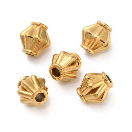 Harlekin geformte Perlen aus wasserfestem Vergoldet Stahl – (6,5x5,5mm, 6 Stück) - Uniq Perler - 