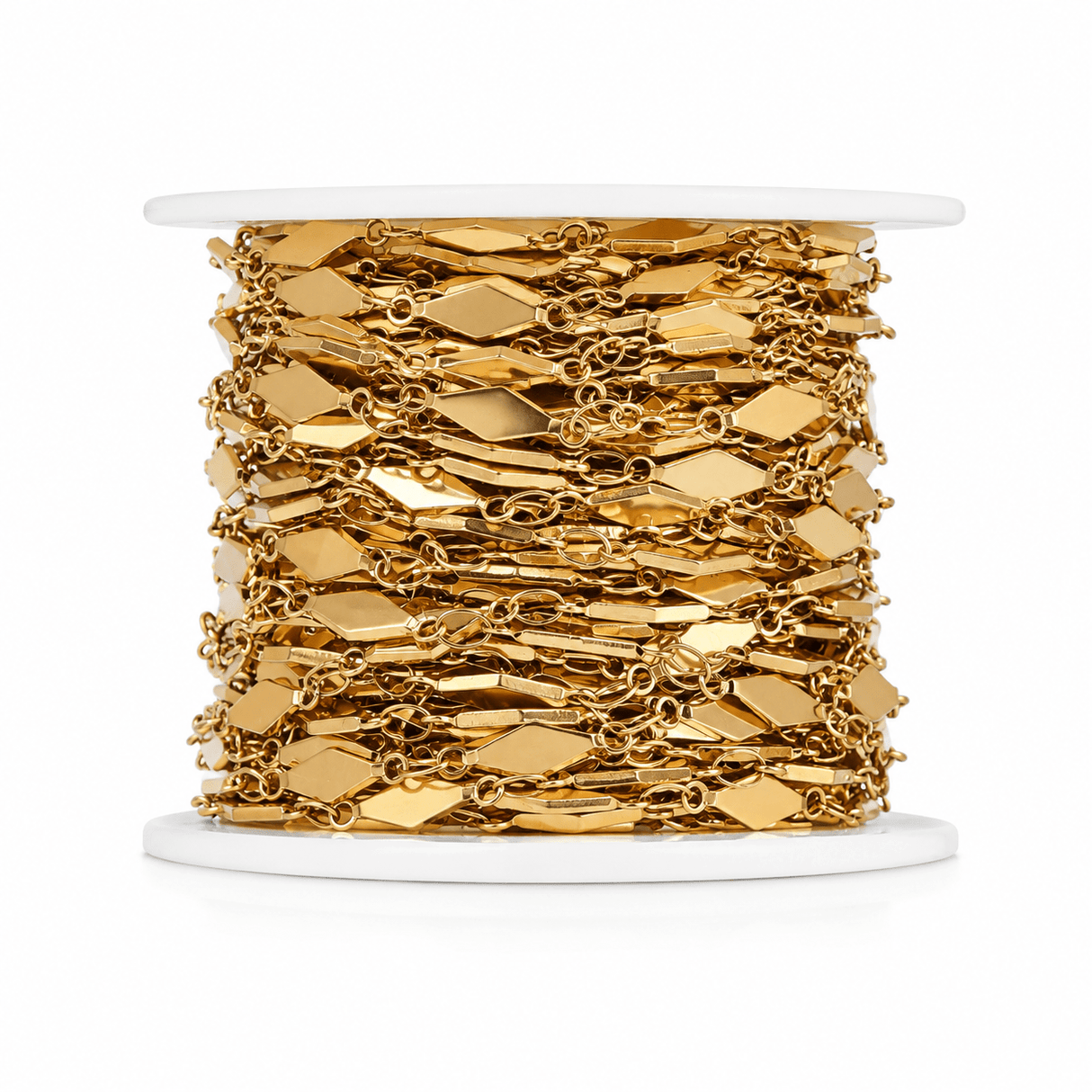 "Harlekin Link" Kæde, Forgyldt Stål, (4mm, 1m) - Uniq Perler - 125292