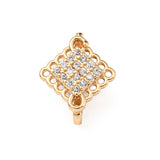 Harlekin Mellemled Med Zirkonia Sten, 3 huller, 14K Langtidsholdbar Forgyldning, 12x9,5 mm - Uniq Perler - 113280