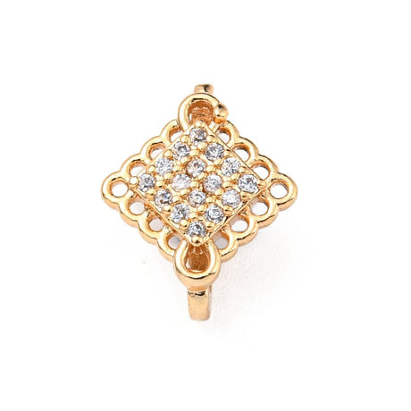 Harlekin Mellemled Med Zirkonia Sten, 3 huller, 14K Langtidsholdbar Forgyldning, 12x9,5 mm - Uniq Perler - 113280