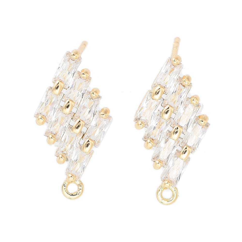 Harlekin Ørestikkere Med Zirkonia Sten, 18K Forgyldt, 17,5x9mm - Uniq Perler - 114155