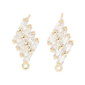 Harlequin Ear studs With Zircon Stones, 18K Gold-plated, 17.5x9mm - Uniq Perler - 114155