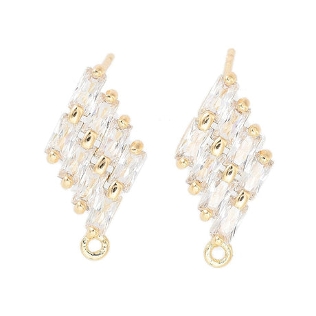 Harlekin Ørestikkere Med Zirkonia Sten, 18K Forgyldt, 17,5x9mm - Uniq Perler - 114155