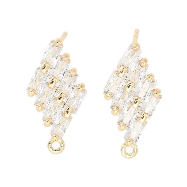 Harlekin Ørestikkere Med Zirkonia Sten, 18K Forgyldt, 17,5x9mm - Uniq Perler - 114155