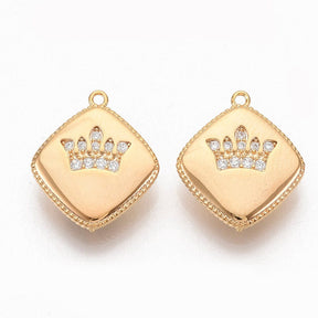 Harlequin Pendant With Clear Zirconia Stones, gold-plated, 14.5x13 mm - Uniq Perler - 292846
