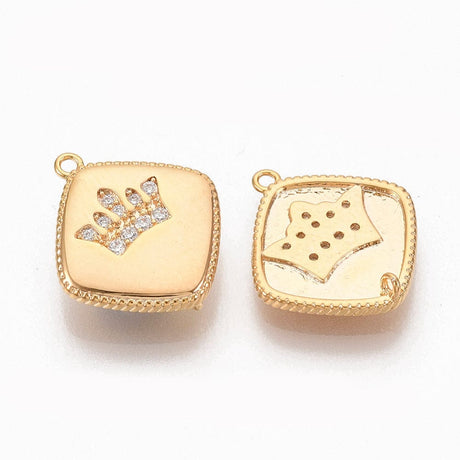 Harlekin Vedhæng Med Klare Zirkonia Sten, forgyldt, 14,5x13 mm - Uniq Perler - 292846