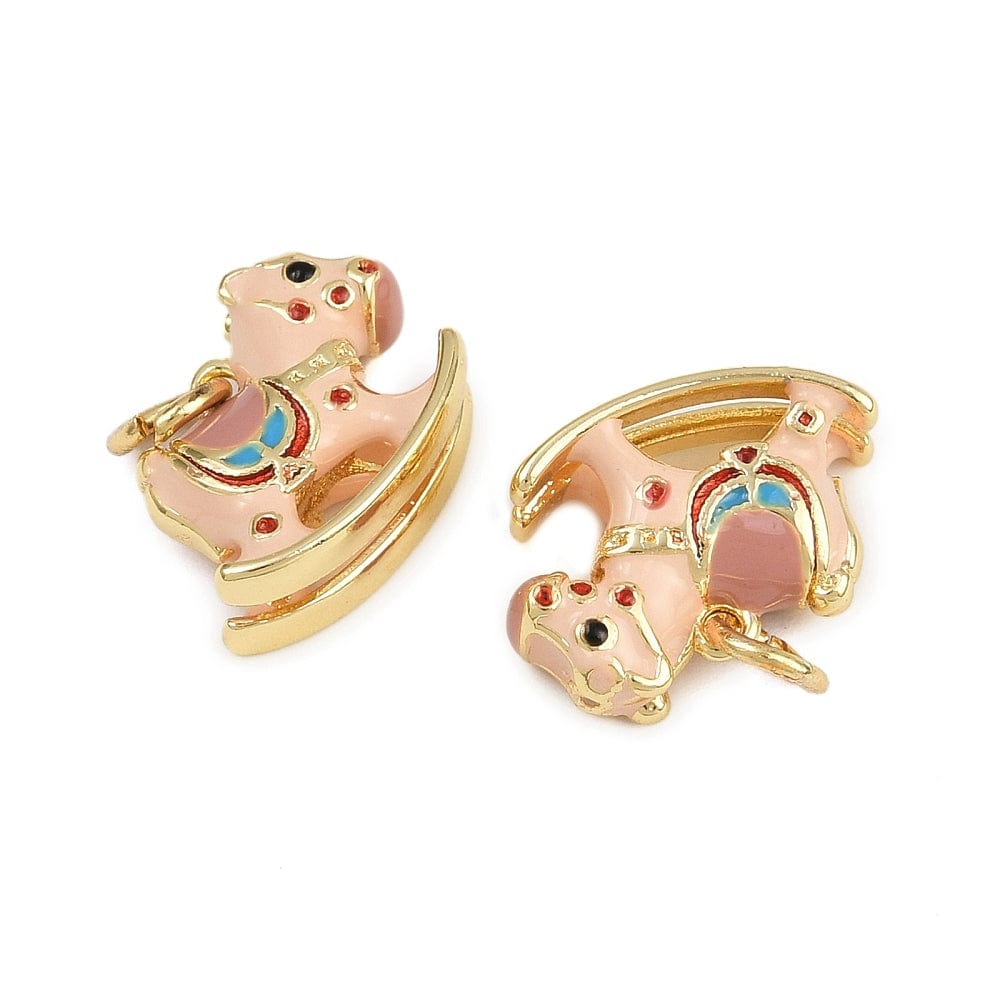 Heste Vedhæng Med Emalje – Langtidsholdbar Forgyldt (12x10,5x6mm) - Uniq Perler - 115804