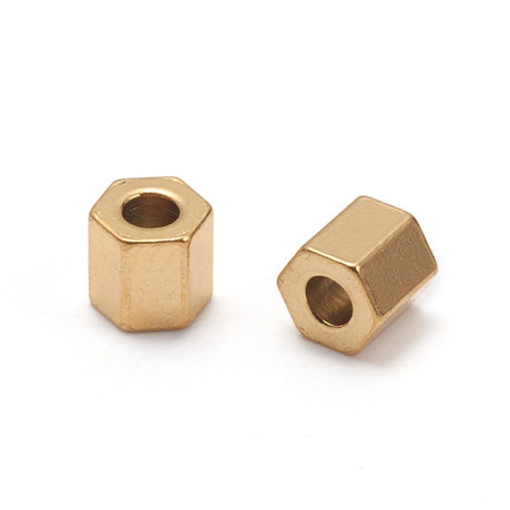Hexagon Perler, Forgyldt Stål, 4,5mm, 10 stk. - Uniq Perler - 112276