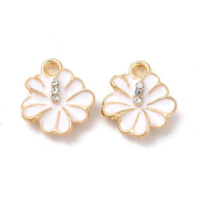 Hibiscus Flower Pendant With White Enamel, 8 pcs. - Uniq Perler - 648900