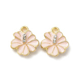 Hibiscus Blomster Vedhæng Med Rosa Emalje, (8 stk.) - Uniq Perler - 114580