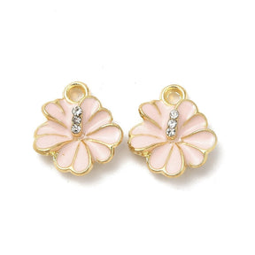 Hibiscus Flower Pendant With Pink Enamel, (8 pcs.) - Uniq Perler - 114580