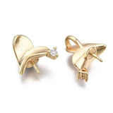 Hjerte Bail Med Zirkonia Til Topboret Perle - Forgyldt (13x14mm), 2 stk. - Uniq Perler - 471319