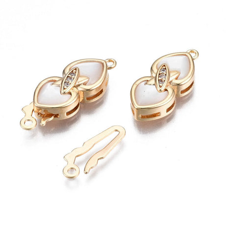 Hjerte Box Lås Med Split, 18K Forgyldt, 21,5x8x4,5mm - Uniq Perler - 0000014637