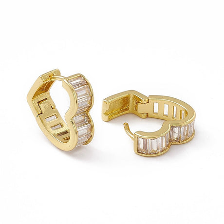 Hjerte Creol Øreringe med Klar Zirkonia – 18 Karat Forgyldt (15mm) - Uniq Perler - 