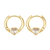 Hjerte Creoler – 18K Forgyldt Messing Med Zirkonia Sten (17x16x3,5mm) - Uniq Perler - 117503