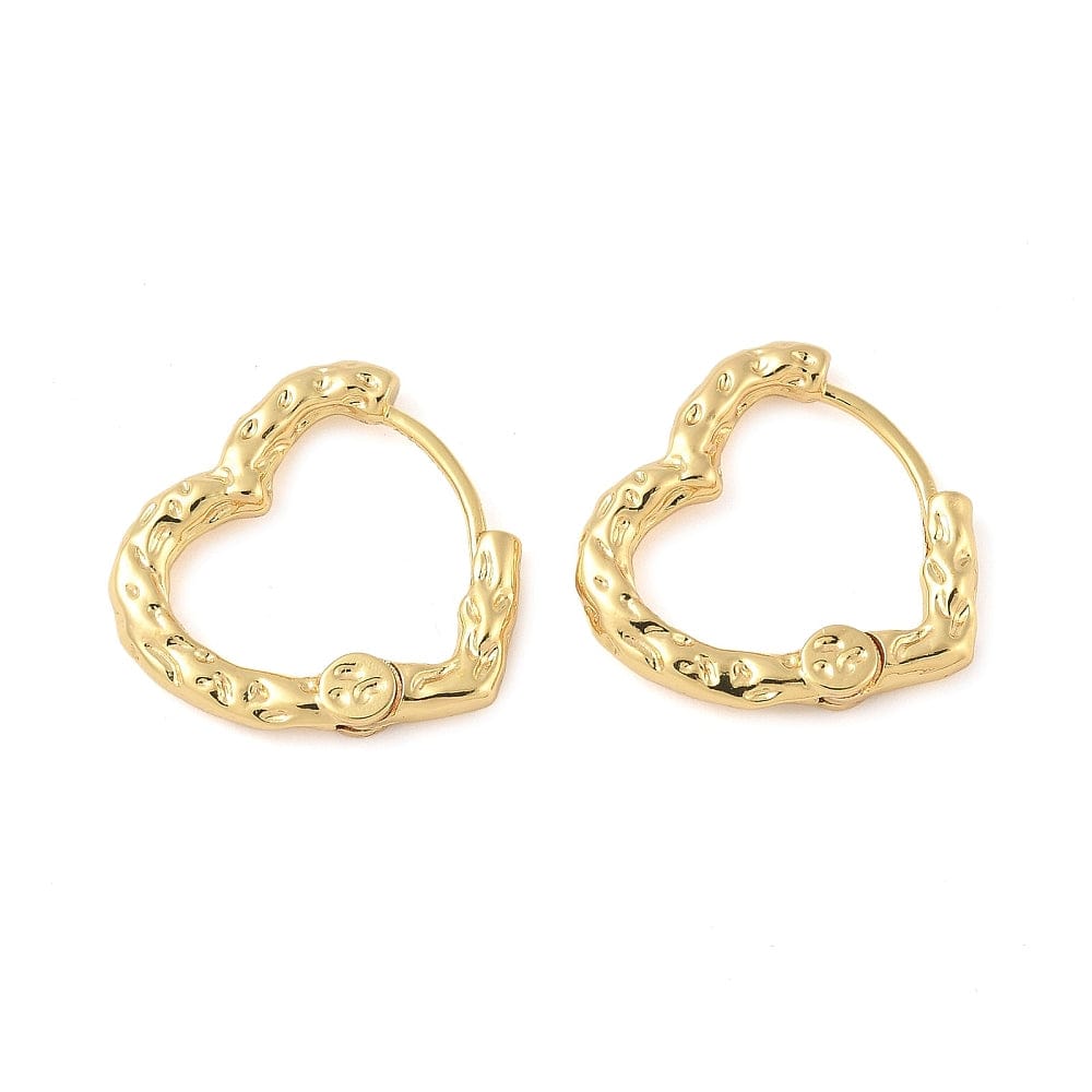 Hjerte Creoler Med Mønster - 18K Forgyldt (19mm) - Uniq Perler - 115208