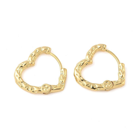 Hjerte Creoler Med Mønster - 18K Forgyldt (19mm) - Uniq Perler - 115208