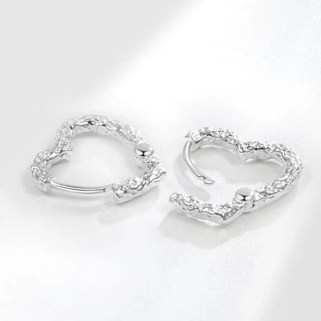 Hjerte Creoler Med Mønster, Langtidsholdbar Forsølvet, 19mm - Uniq Perler - 320171