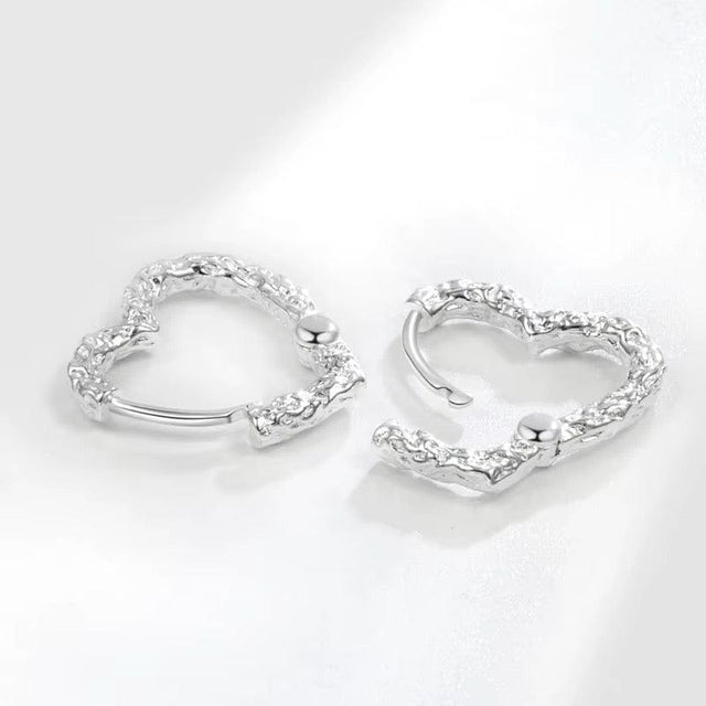 Hjerte Creoler Med Mønster, Langtidsholdbar Forsølvet, 19mm - Uniq Perler - 320171