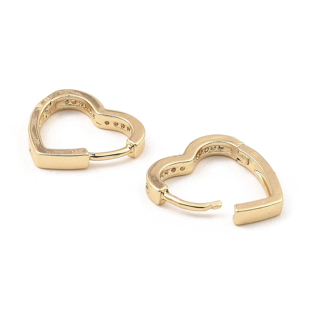 Hjerte Creoler Med Zirkonia Sten - Forgyldt (16x2mm) - Uniq Perler - 115858