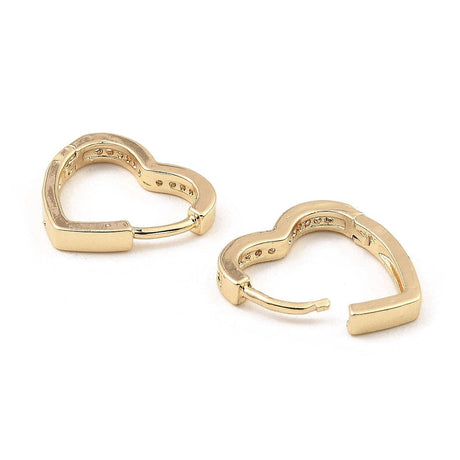 Hjerte Creoler Med Zirkonia Sten - Forgyldt (16x2mm) - Uniq Perler - 115858