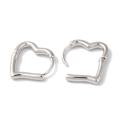 Hjerte Creoler – Platin Farvet (14x2mm) - Uniq Perler - 114666