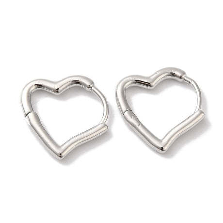 Hjerte Creoler – Platin Farvet (14x2mm) - Uniq Perler - 114666