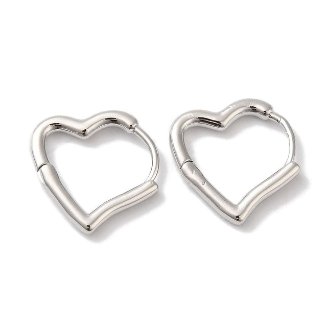 Hjerte Creoler – Platin Farvet (14x2mm) - Uniq Perler - 114666